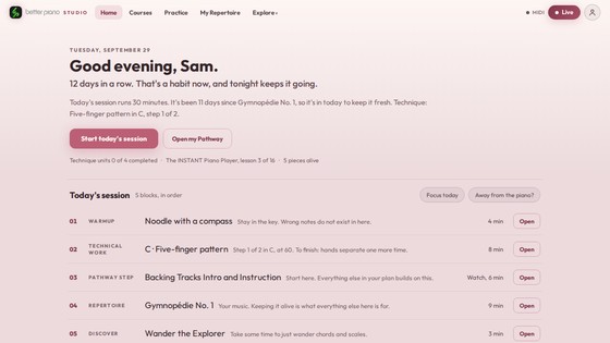 The Studio home page in the Rose look